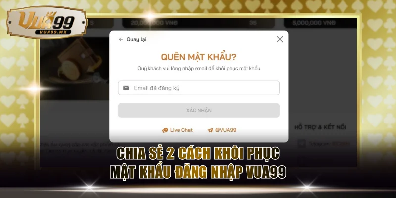 Chia sẻ 2 cách lấy lại mật khẩu đăng nhập VUA99